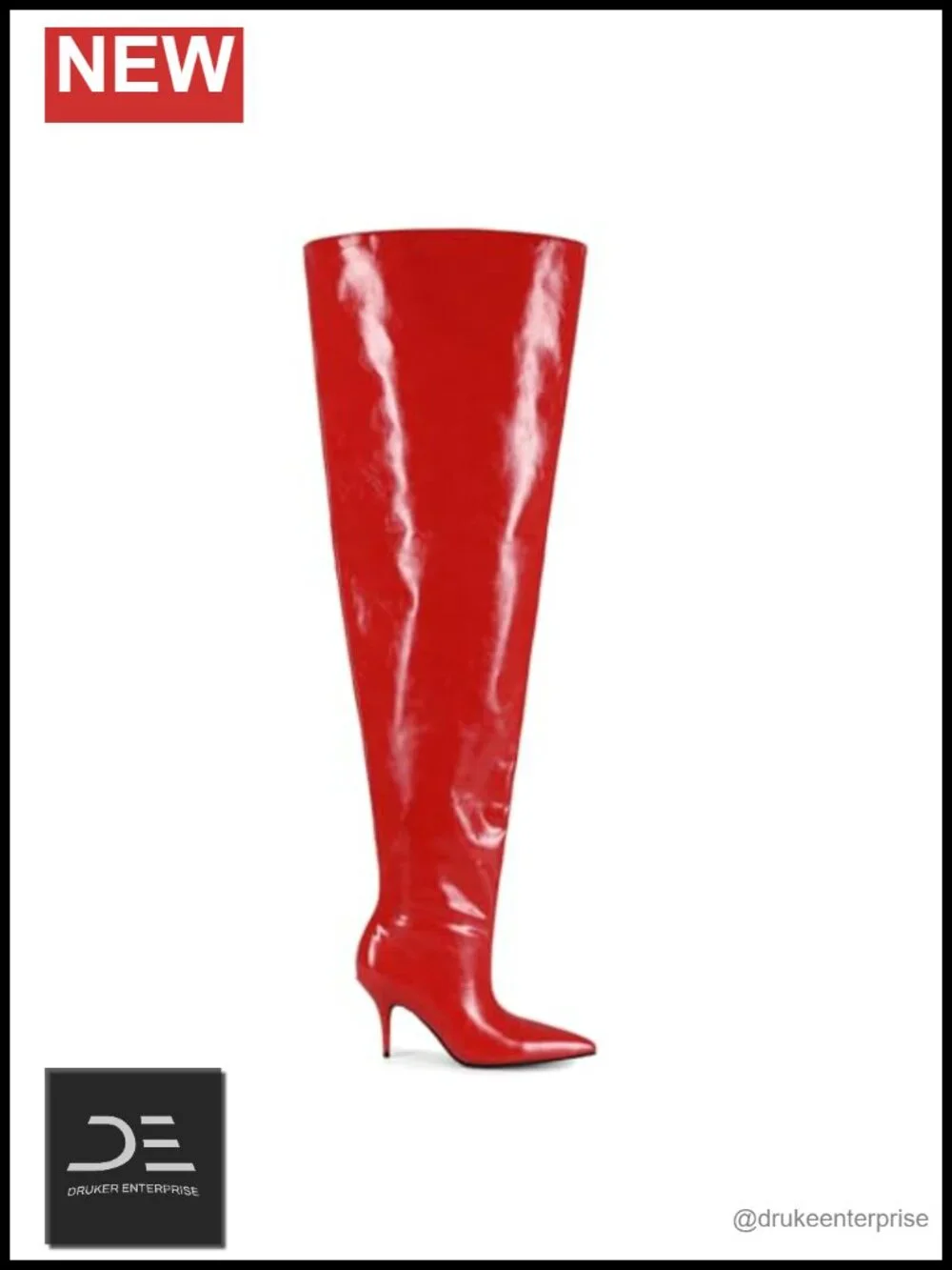 Wide Calf Stiletto Heel Over the Knee Boots Women Faux Leather Thigh High